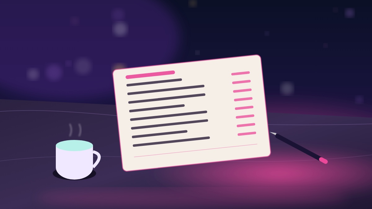 A printed service menu card on a marble table under pink neon light